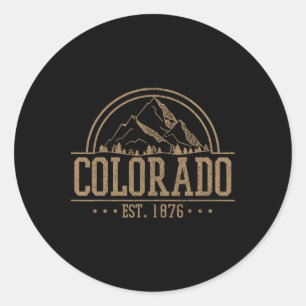 Pegatina Redonda Colorado - Montañas Rocosas Est. 1876 Senderismo A