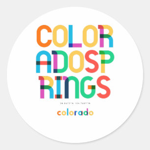 Pegatina Redonda Colorado Springs Colorado Mid Century, Pop Art