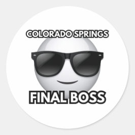 Pegatina Redonda Colorado Springs Final Boss Cool Emoji Sticker