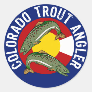 Pegatina Redonda Colorado Trout Angler