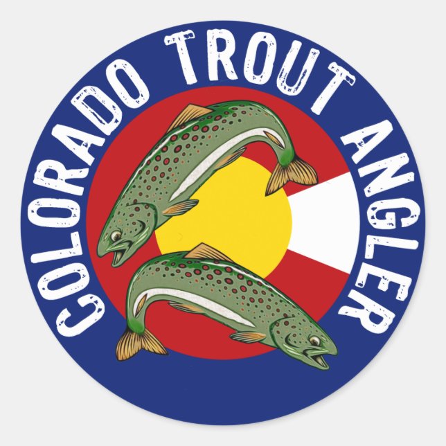 Pegatina Redonda Colorado Trout Angler (Anverso)