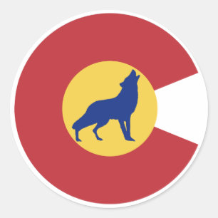 Pegatina Redonda Colorado Wolf