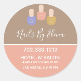 Pegatina Redonda Colorblock Minimalista moderno Nail Salon Business