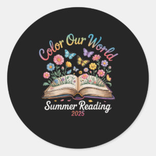 Pegatina Redonda Colorea Nuestro Mundo Lectura de Verano 2025
