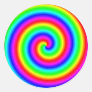 Pegatina Redonda Colores arcoiris. Espiral brillante y colorida.
