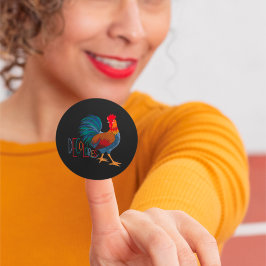 Pegatina Redonda Colores Cursillo Colorful Rooster