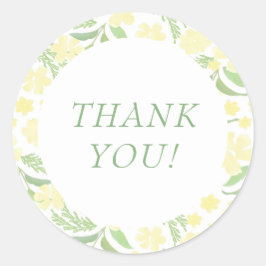 Pegatina Redonda Colores de agua amarillos elegantes gracias Pegati