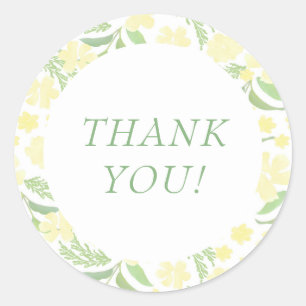 Pegatina Redonda Colores de agua amarillos elegantes gracias Pegati