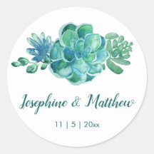 Colores de agua verdes exitosos pegatinas de bodas