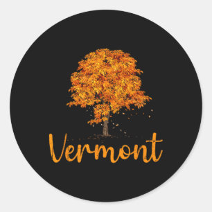 Pegatina Redonda Colores de otoño de Vermont, Nueva Inglaterra, Fol