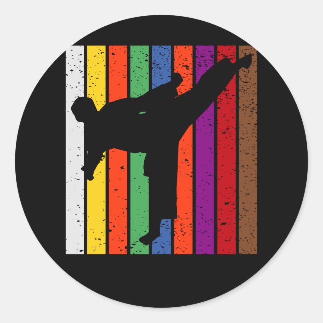 Pegatina Redonda Colores del cinturón de Karate (Anverso)