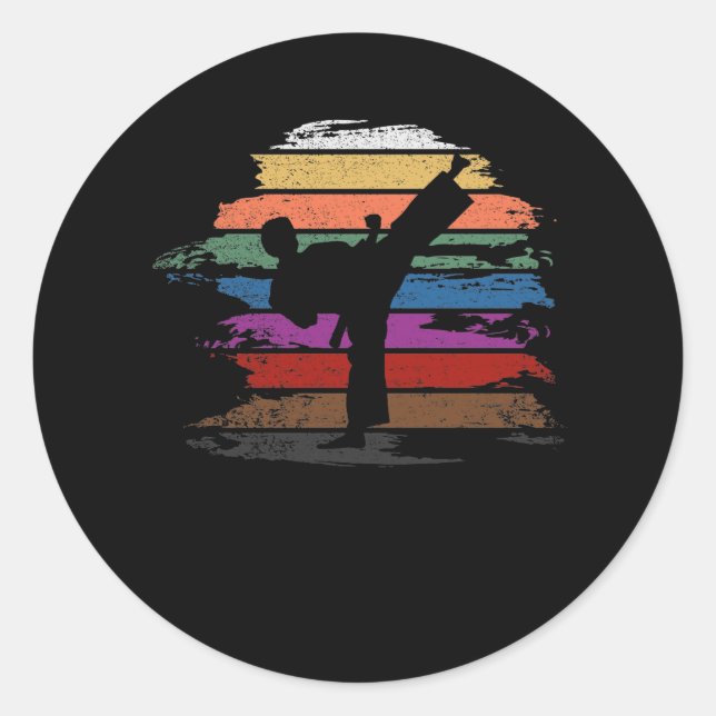 Pegatina Redonda Colores del cinturón de Karate (Anverso)