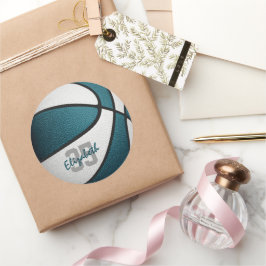 Pegatina Redonda Colores del equipo de baloncesto de los chicas bla