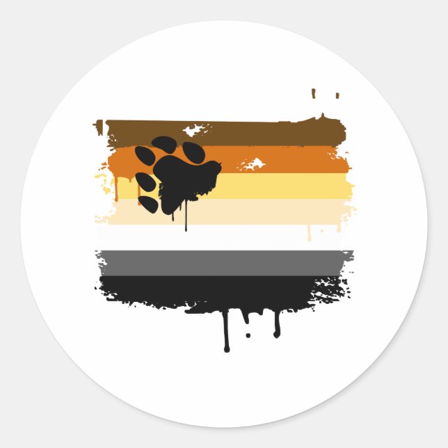 Pegatina Redonda Colores del orgullo del oso (Anverso)