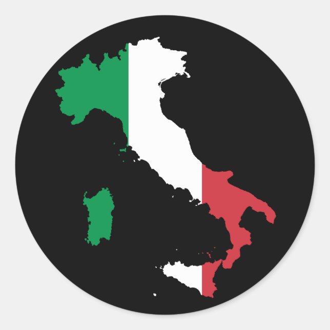 Pegatina Redonda Colores italianos en la bota (Anverso)