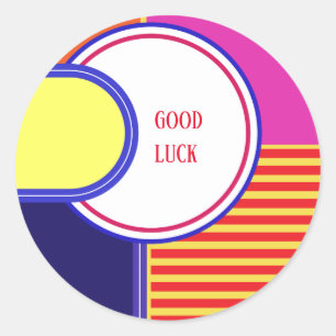 Pegatina Redonda Colores llamativos, plato de diseño gráfico fino