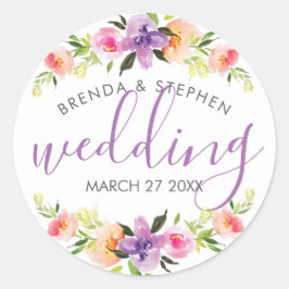 Pegatina Redonda Colores pasteles borde de flor