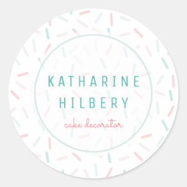 Pegatina Redonda Colores pasteles Sprinkles White