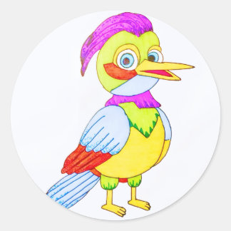 Pegatina Redonda Colorful Cartoon Bird
