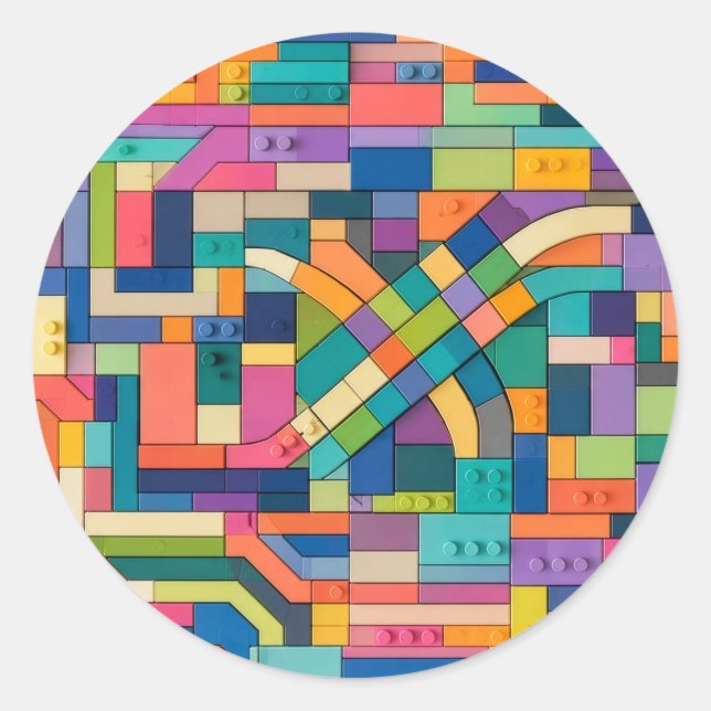 Pegatina Redonda Colorful Circuitry (Anverso)