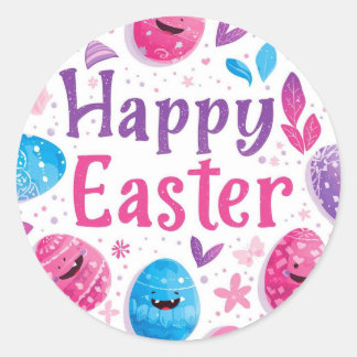 Pegatina Redonda Colorful Easter Egg Hunt Classic Round Sticker 