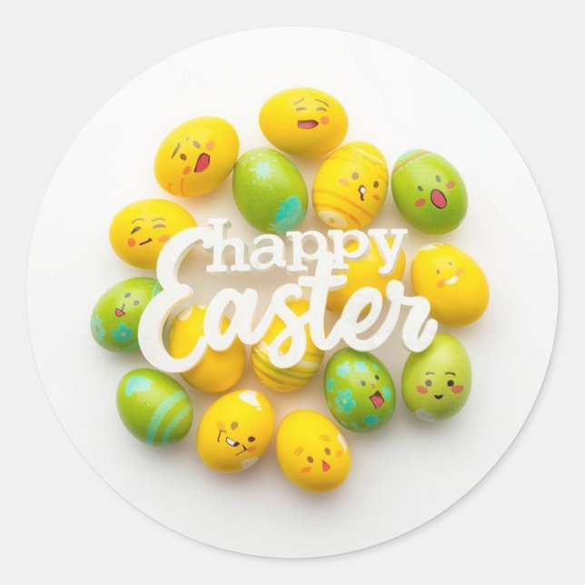 Pegatina Redonda Colorful Easter Egg Hunt Classic Round Sticker  (Anverso)