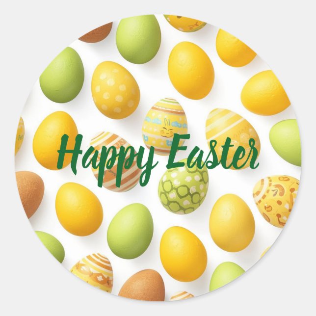 Pegatina Redonda Colorful Easter Egg Hunt Classic Round Sticker  (Anverso)