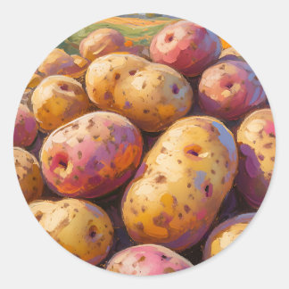 Pegatina Redonda Colorful Harvest Potatoes 