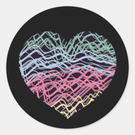 Pegatina Redonda Colorful Heart Motif