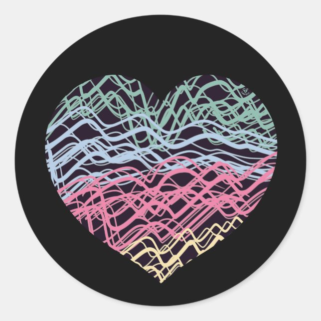 Pegatina Redonda Colorful Heart Motif (Anverso)