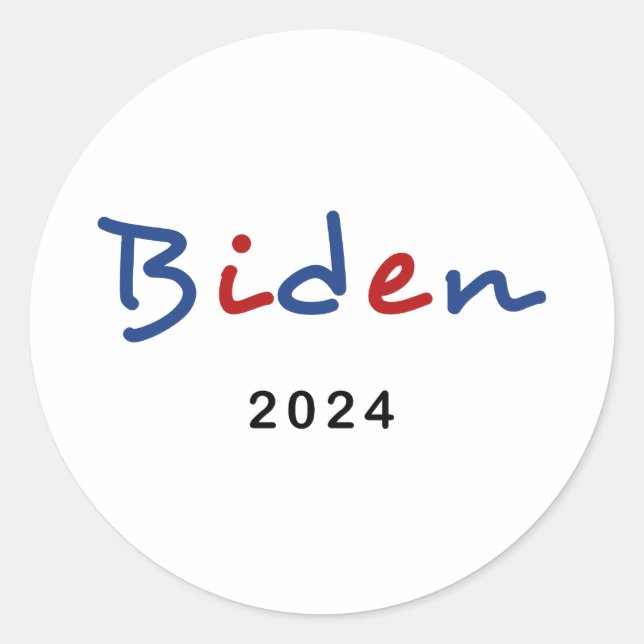 Pegatina Redonda Colorful Joe Biden 2024 Script Text (Anverso)