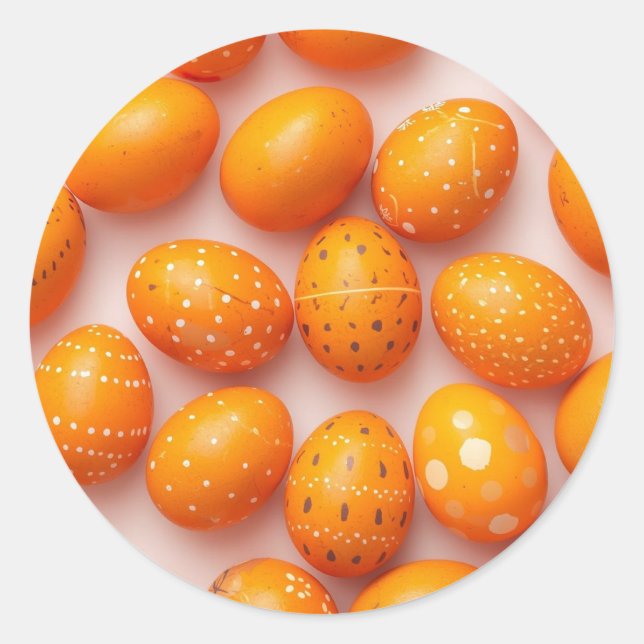 Pegatina Redonda Colorful Orange Easter Egg Hunt  (Anverso)