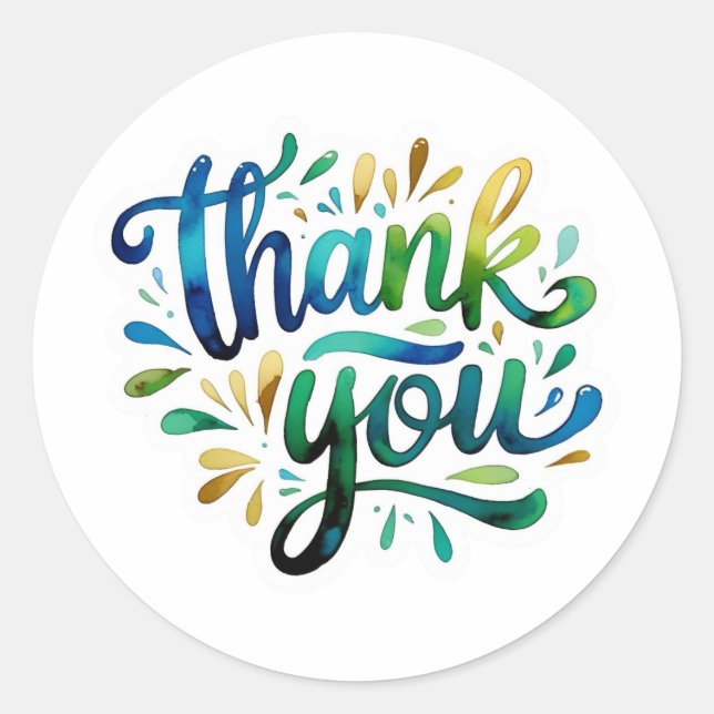 Pegatina Redonda Colorful Thank You Classic Round Sticker (Anverso)