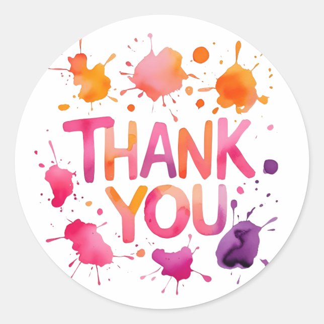 Pegatina Redonda Colorful Thank You Classic Round Sticker (Anverso)
