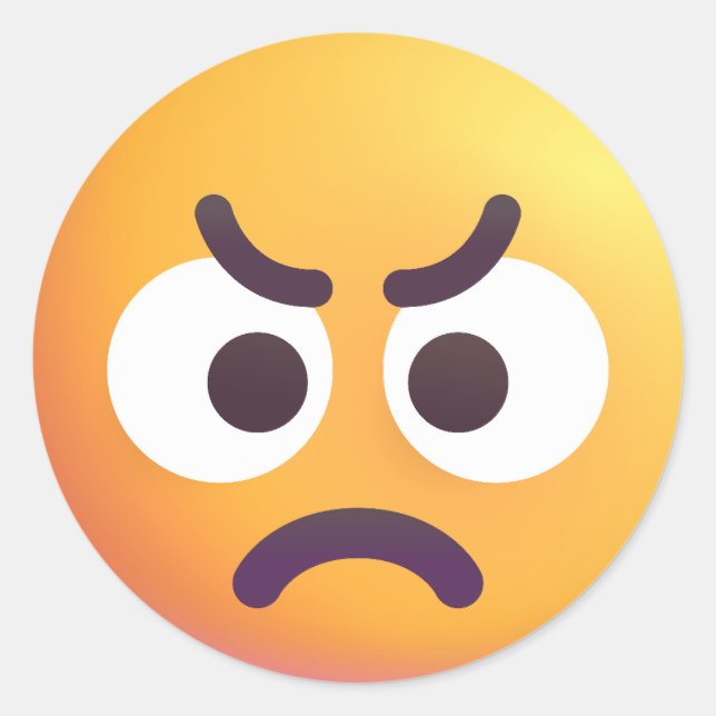 Pegatina Redonda Colorida cara enojada, linda y divertida Emoji (Anverso)