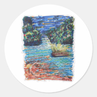 Pegatina Redonda Colorida cascada