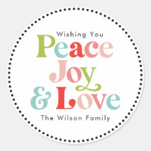 Colorida familia de Navidades de la Paz Retro Joy