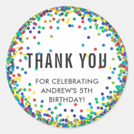 Pegatina Redonda Colorida fiesta de cumpleaños gracias Pegatinas