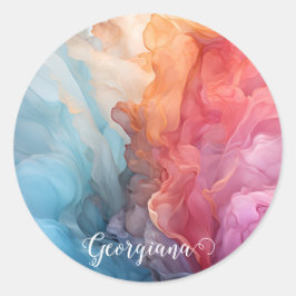 Pegatina Redonda Colorida puesta de sol personalizada en tinta de a