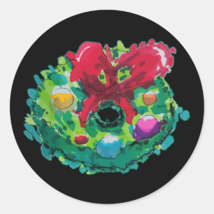 Pegatina Redonda Colorida Wreath Advent