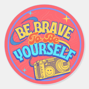 Pegatina Redonda Coloridas citas de moda creativas retro Minimalist