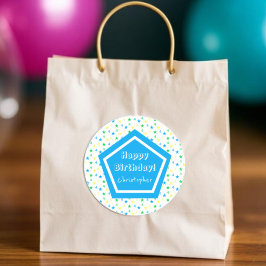 Pegatina Redonda Coloridas Estrellas Boys cuarto cumpleaños