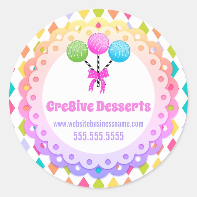 Pegatina Redonda Coloridas Festividades Pasteles Paquetes Panadería (Anverso)