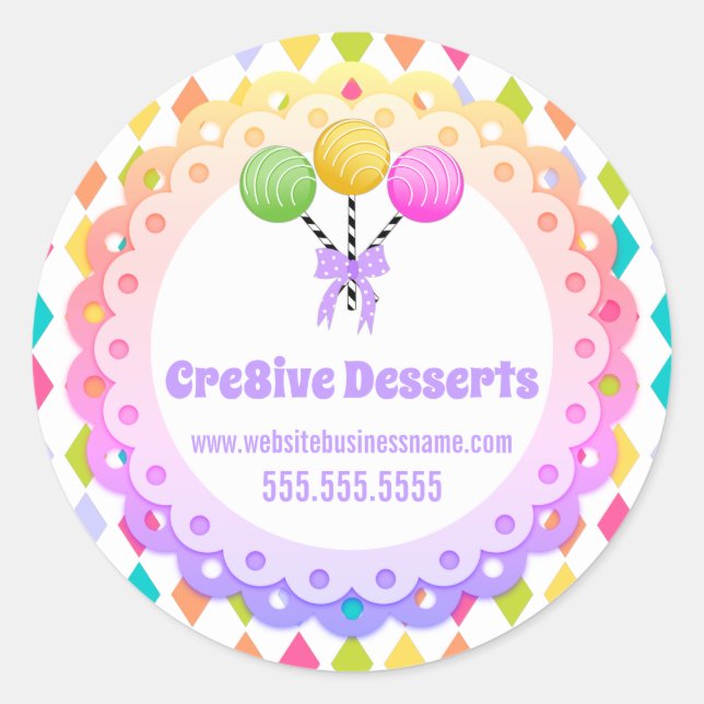 Pegatina Redonda Coloridas Festividades Pasteles Paquetes Panadería (Anverso)