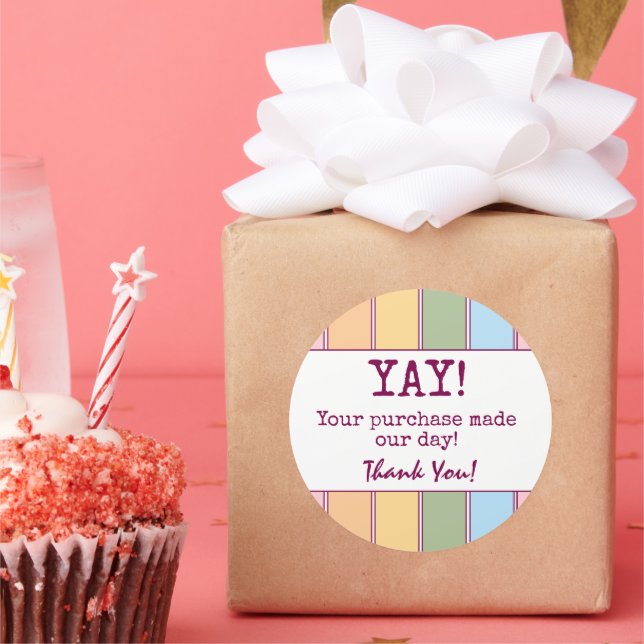 Pegatina Redonda Coloridas gracias a los negocios retro (Fiesta)