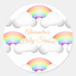 Pegatina Redonda Coloridas nubes arcoiris de Baby Shower