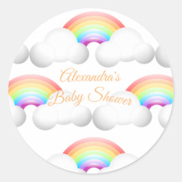Pegatina Redonda Coloridas nubes arcoiris de Baby Shower