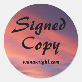 Pegatina Redonda Coloridas nubes de fotos de amanecer firmado copia