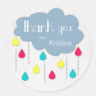 Pegatina Redonda Coloridas salpicaduras Baby Shower Gracias Pegatin