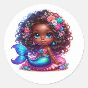 Pegatina Redonda Coloridas sirenas Pegatinas